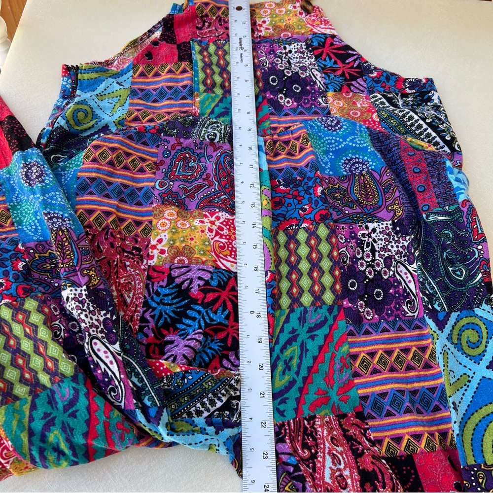 Boho Bright Multicolor Patchwork Overalls Women’s… - image 5